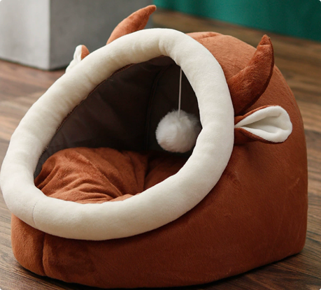 Lumora CozyCat Plush Cat Bed - Round donut anti-anxiety pet bed