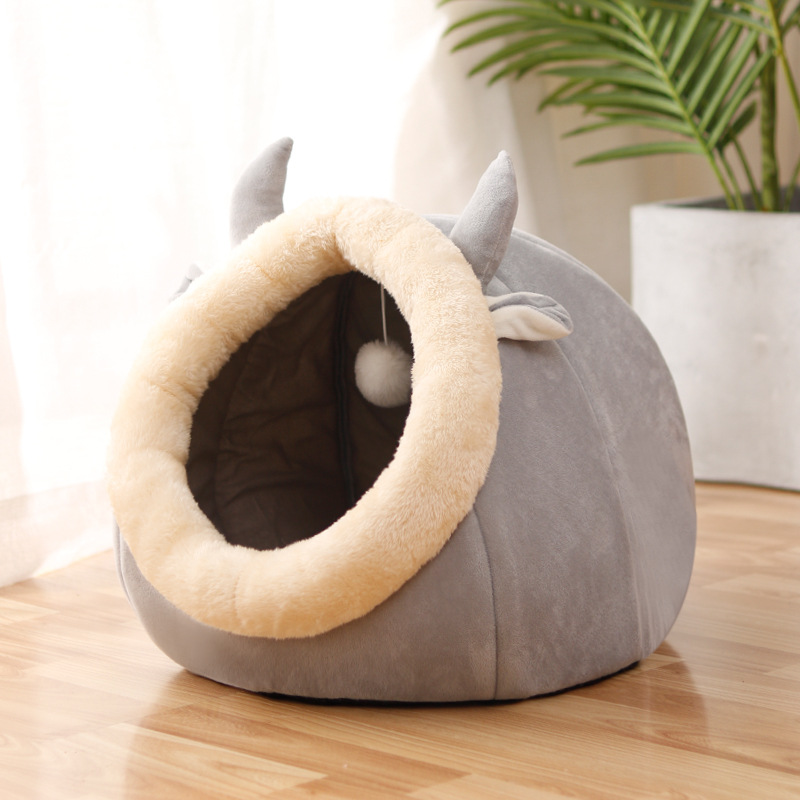 Lumora CozyCat Plush Cat Bed - Round donut anti-anxiety pet bed