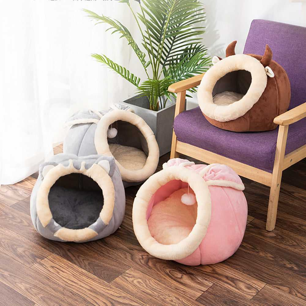 Lumora CozyCat Plush Cat Bed - Round donut anti-anxiety pet bed