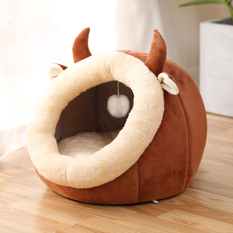 Lumora CozyCat Plush Cat Bed - Round donut anti-anxiety pet bed