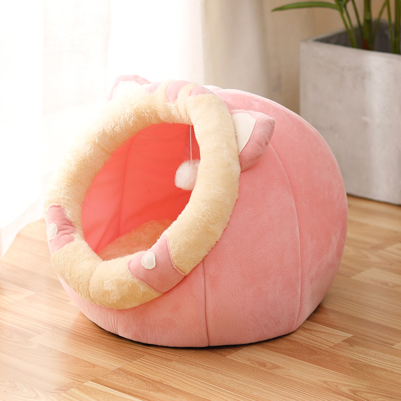 Lumora CozyCat Plush Cat Bed - Round donut anti-anxiety pet bed