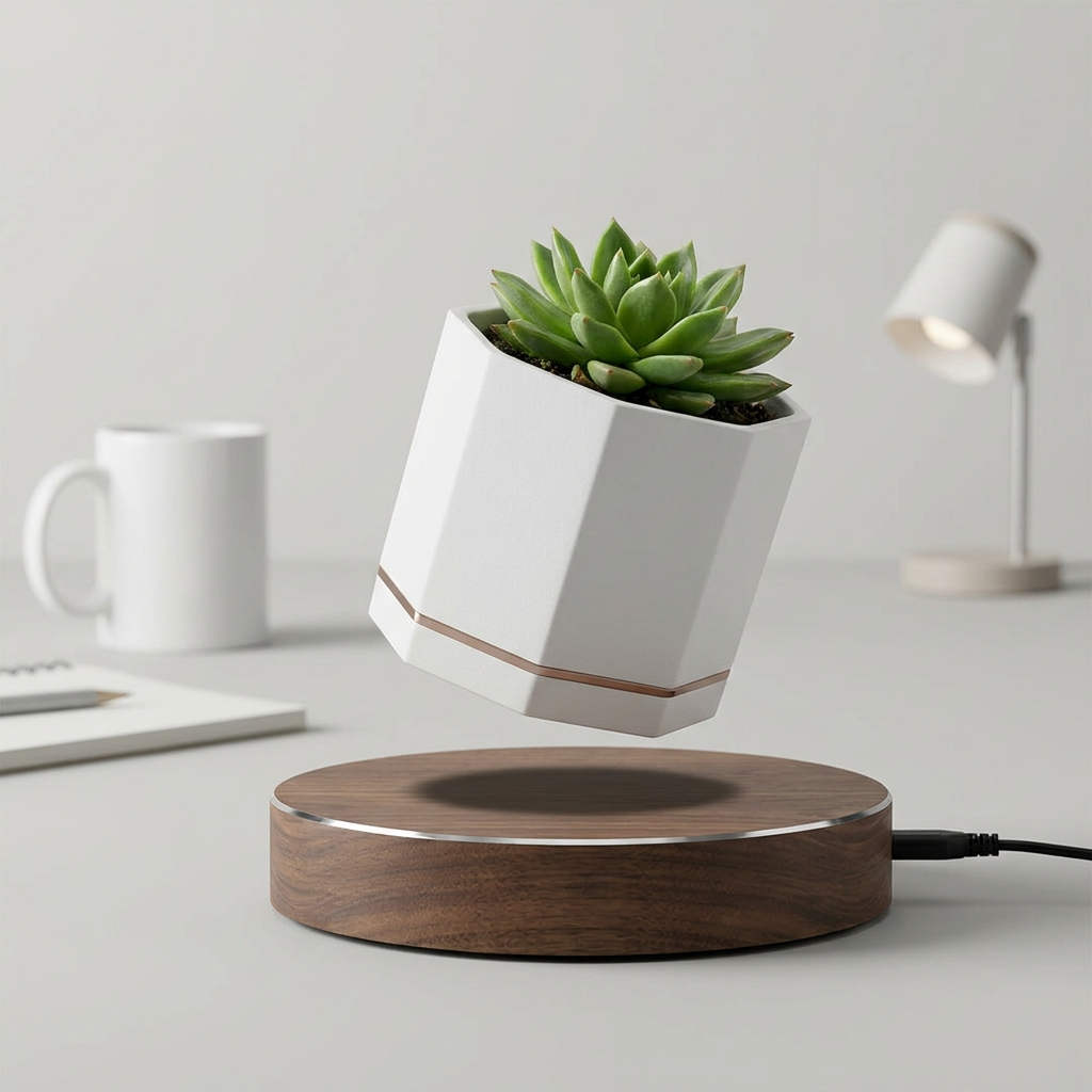 Lumora Orbit™ Levitating Planter — Floating, Rotating Desk Plant